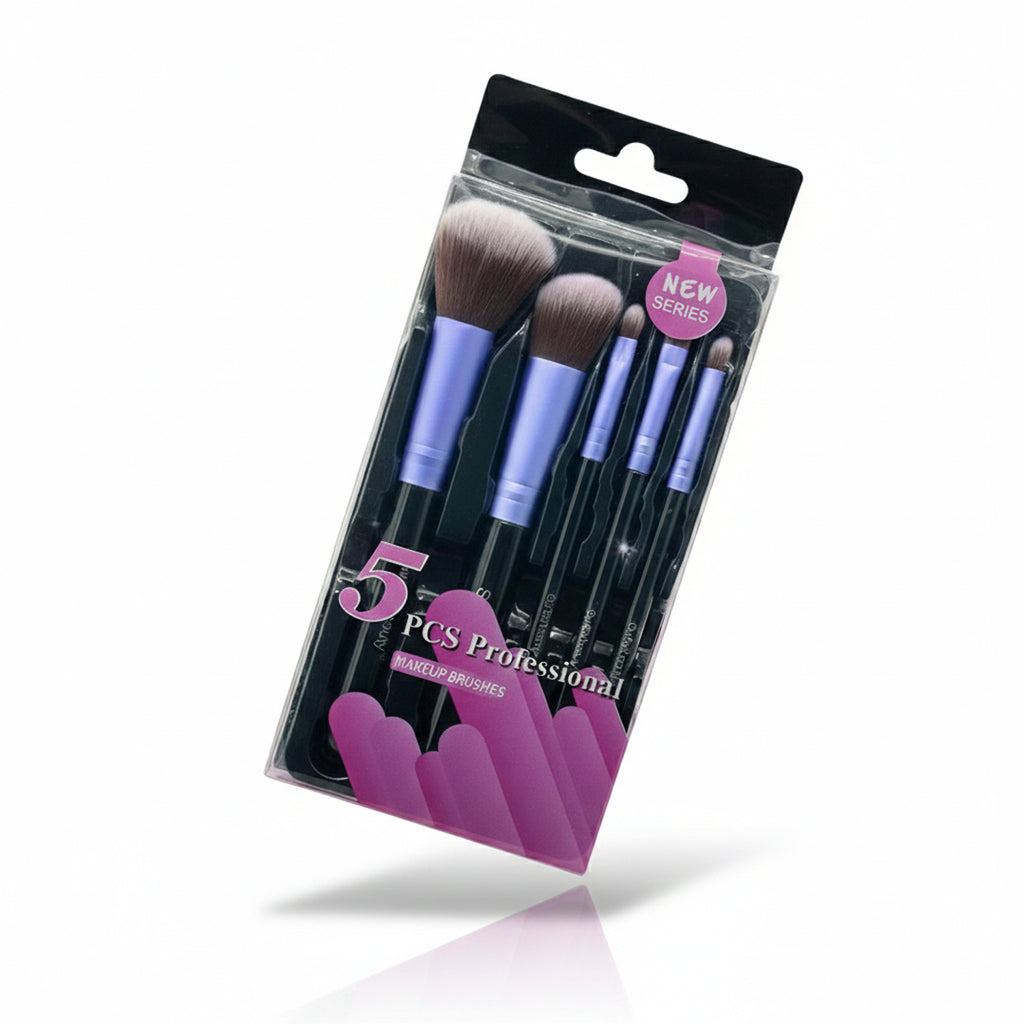 5-Piece Professional Makeup Brush Set – Purple Handle Series