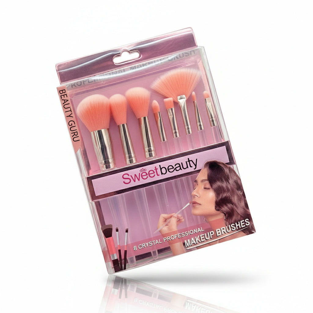 Sweet Beauty 8-Piece Crystal Professional Makeup Brush Set – Pink Series