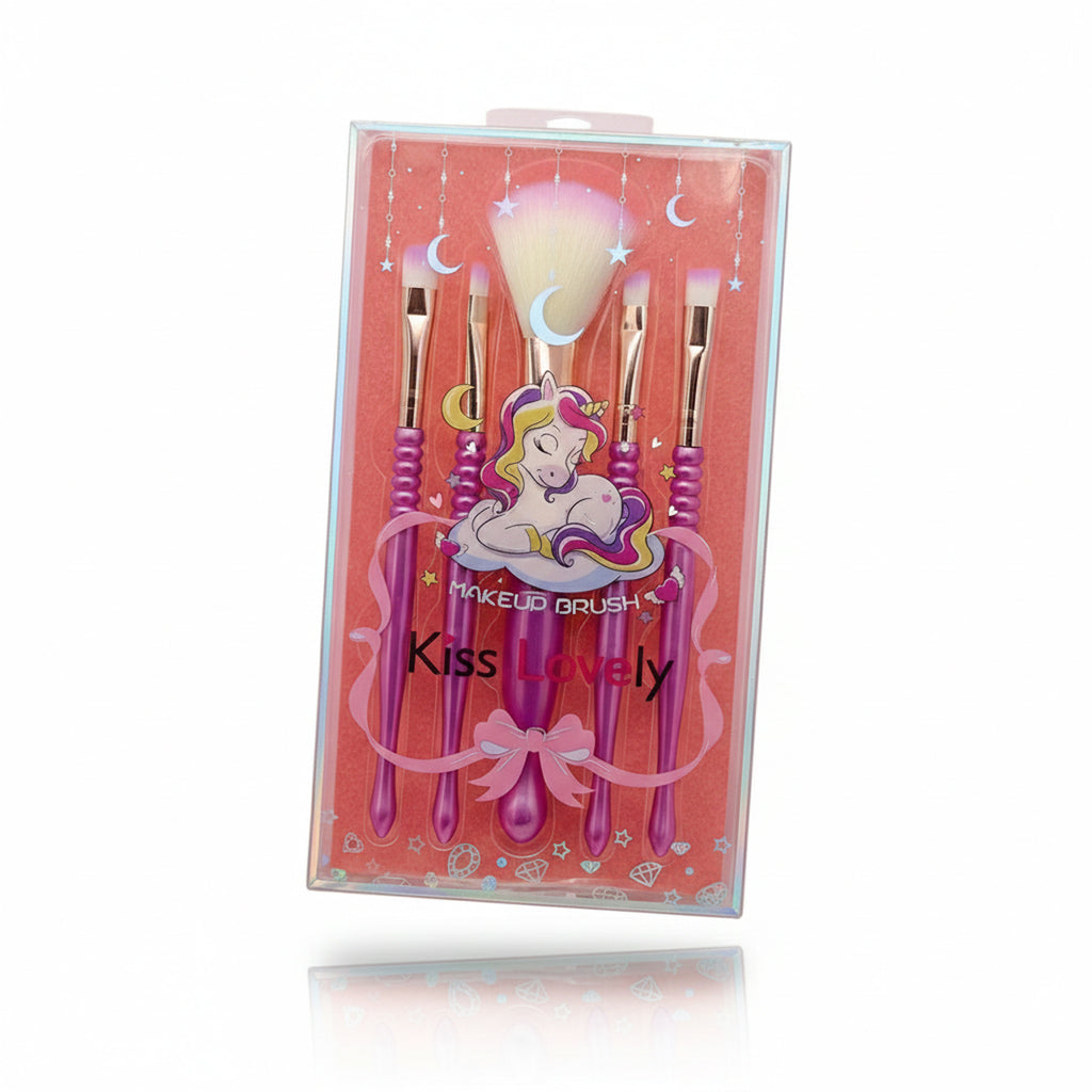 Kiss Lovely Unicorn Makeup Brush Set – Purple Handle