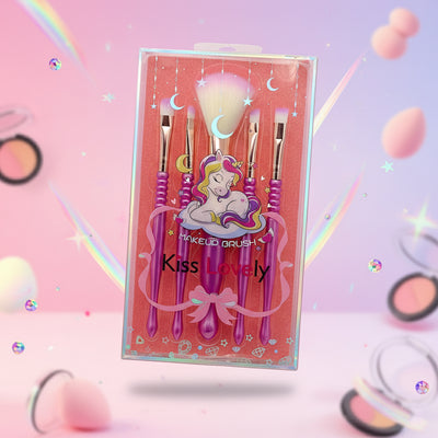 Kiss Lovely Unicorn Makeup Brush Set – Purple Handle