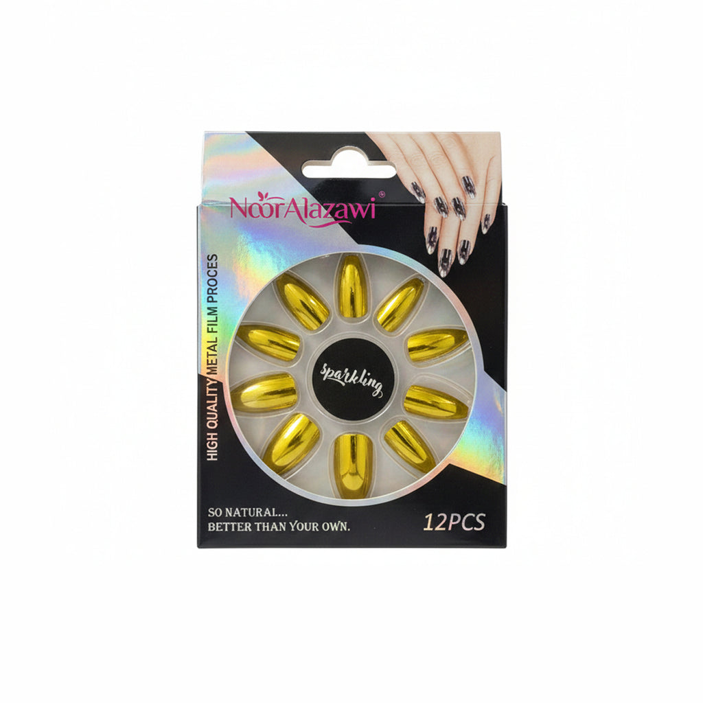 Noor Alazawi Metallic Gold Press On Nails – 12 Pcs