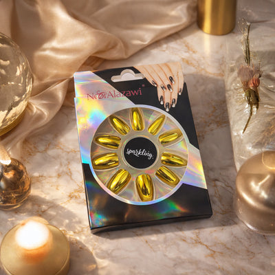 Noor Alazawi Metallic Gold Press On Nails – 12 Pcs